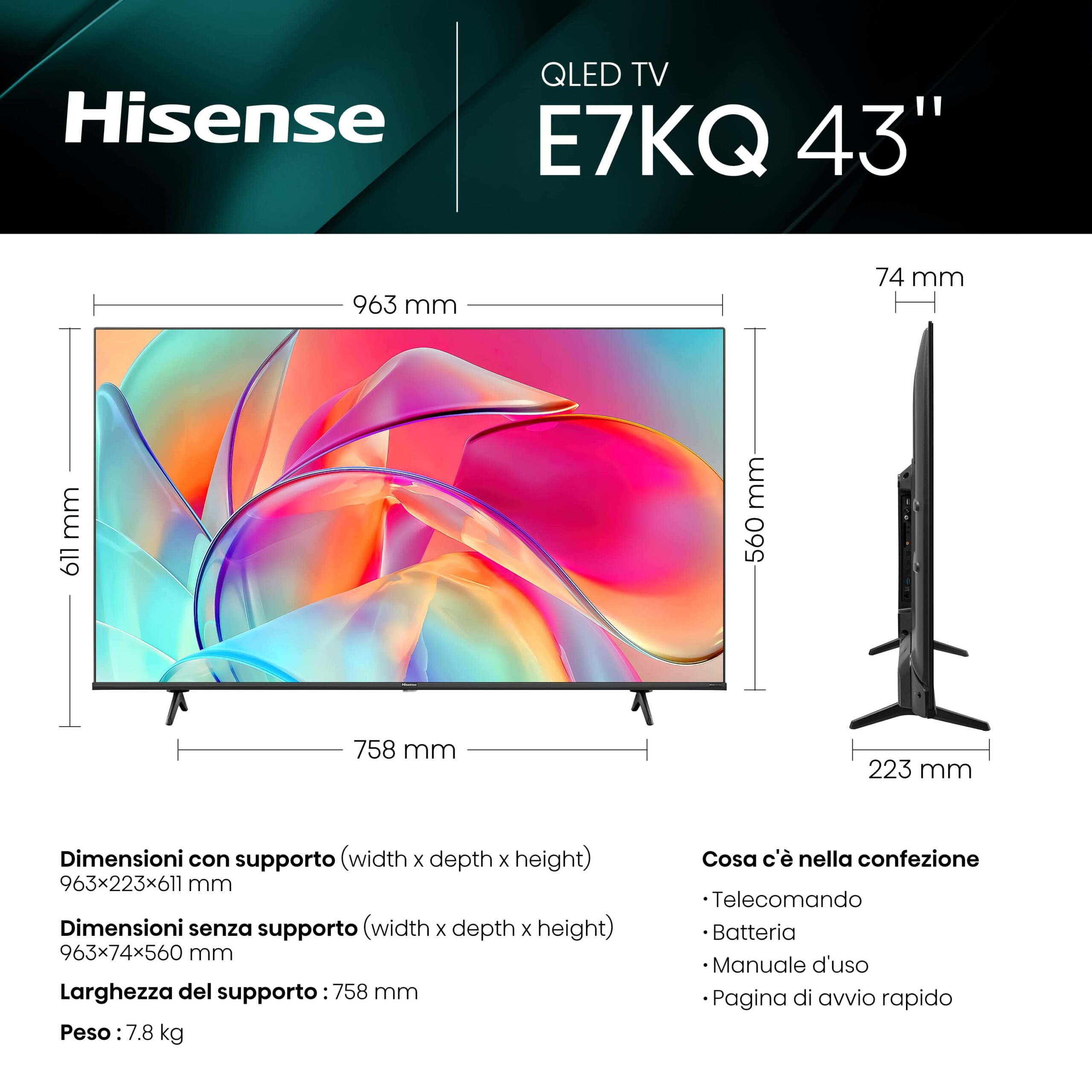 TV Hisense 43 Qled 4K UHD 43E77Kq Smart TV